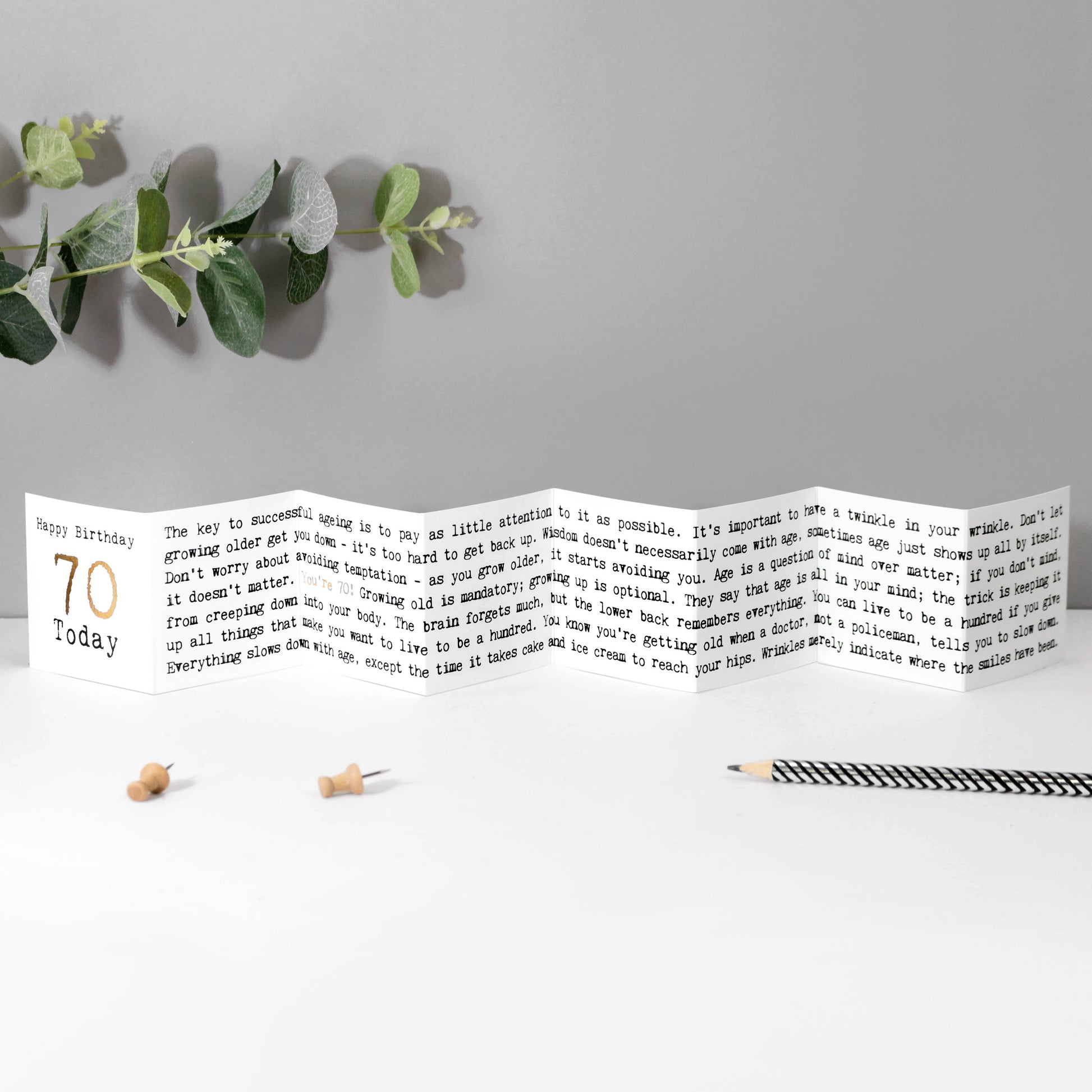 70th Birthday Card, Mini Concertina Fold-Out Banner (ww) - Arbory Rose