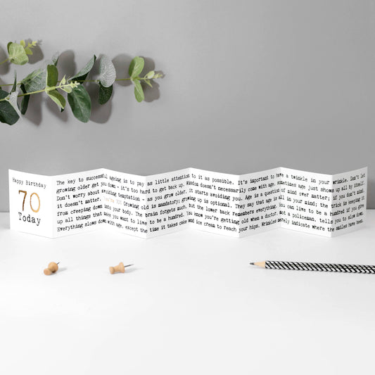 70th Birthday Card, Mini Concertina Fold-Out Banner (ww) - Arbory Rose