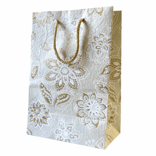 Large Cream Floral Gift Bag