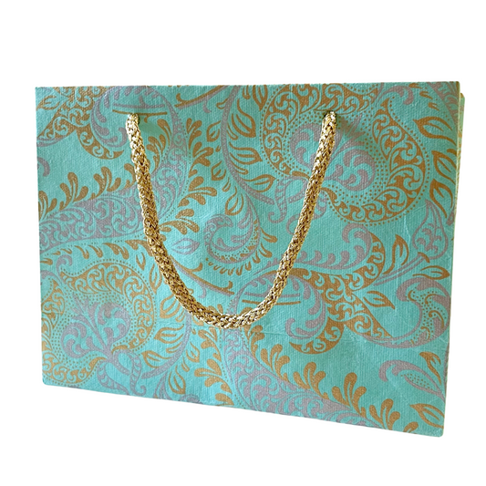 Small Teal Paisley Gift Bag - Arbory Rose