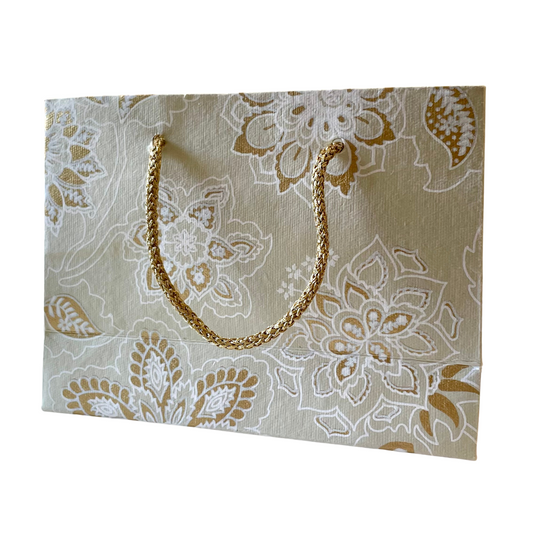 Small Cream Floral Gift Bag - Arbory Rose