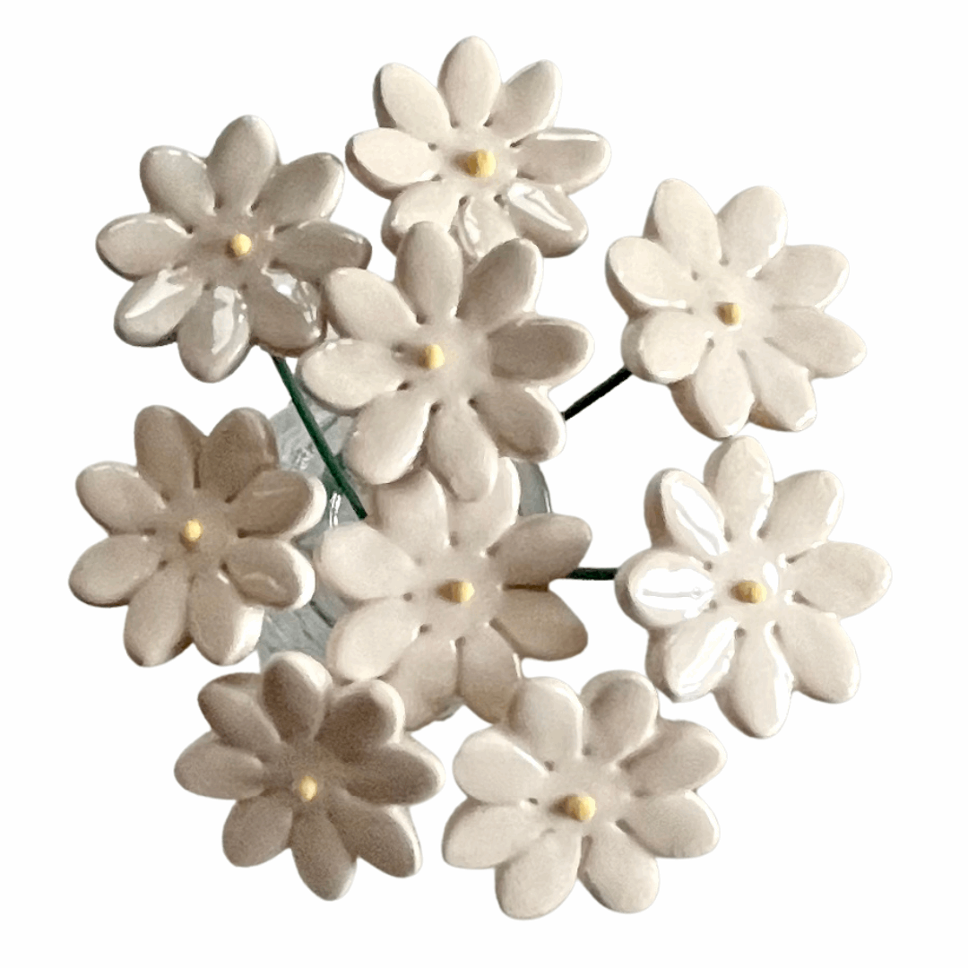 Handmade Ceramic Daisy Flower - White