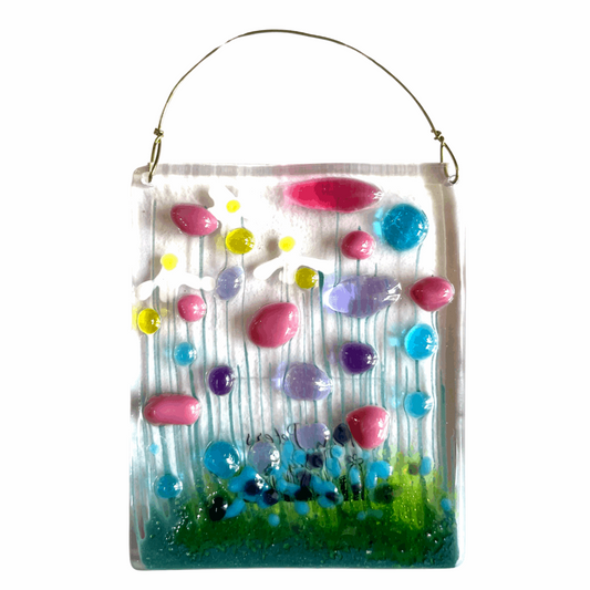 Fused Glass Hanging Decoration - Multi Flowers