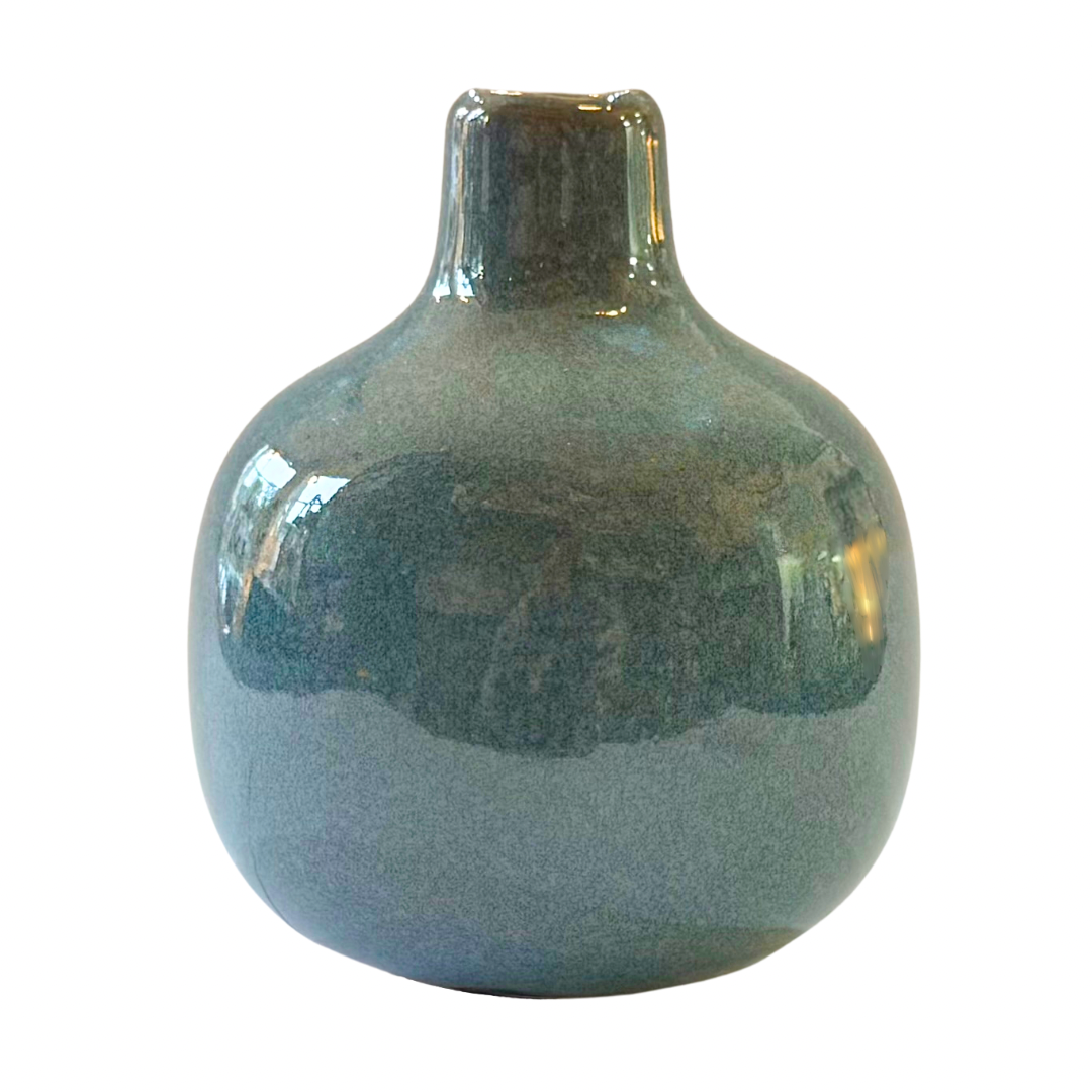 Teal Ceramic Stem Vase