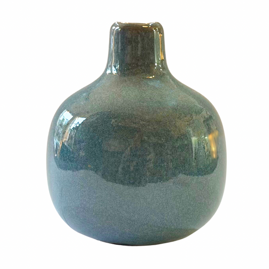 Teal Ceramic Stem Vase