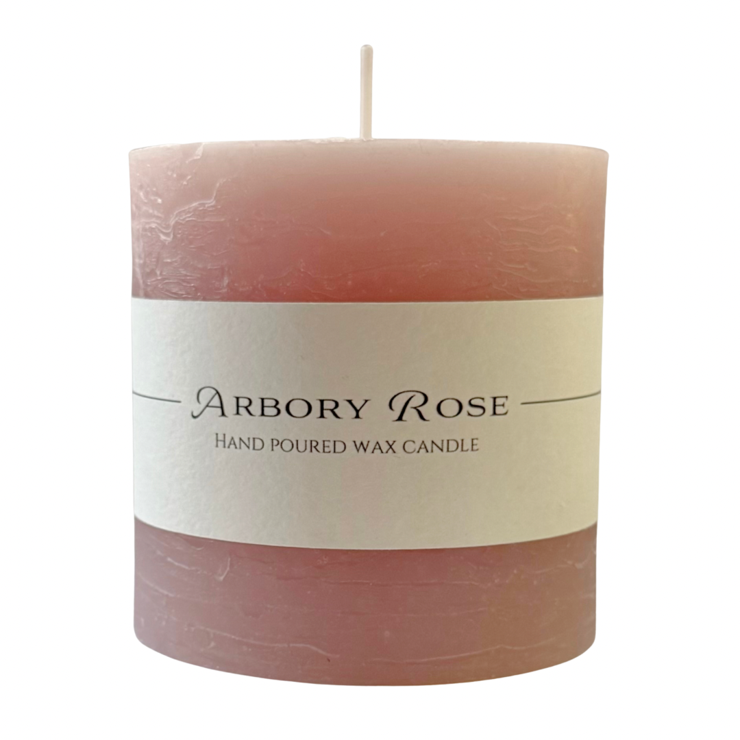 Rustic Pink Pillar Candle