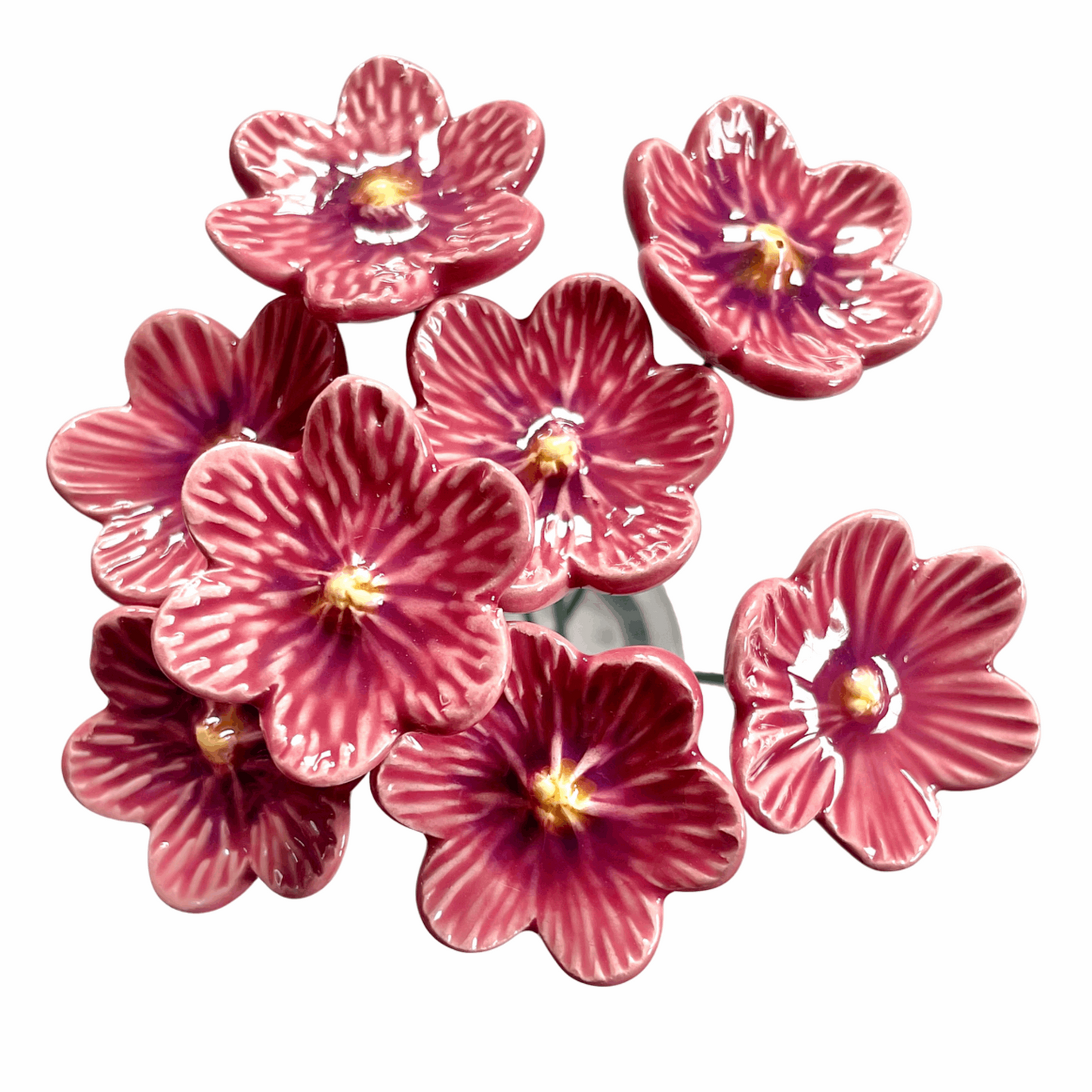 Handmade Ceramic African Violet Flower - Pink