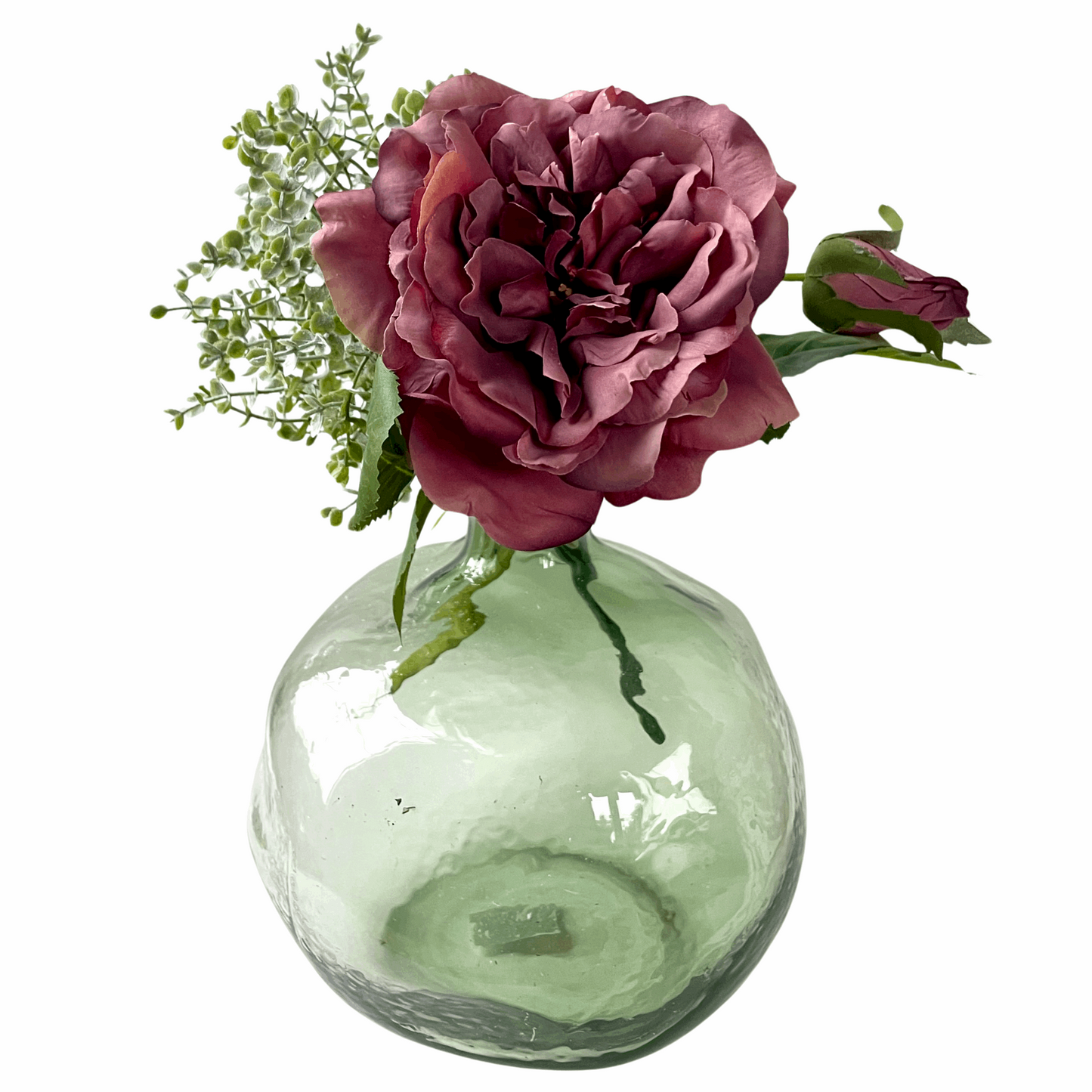 Green Glass Bulbous Vase