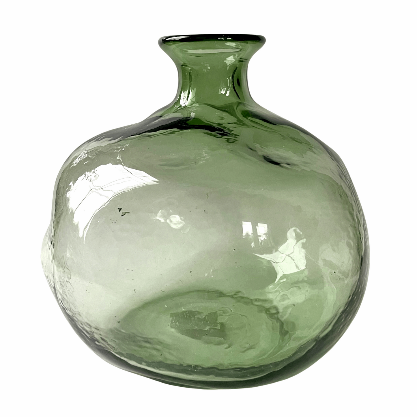 Green Glass Bulbous Vase