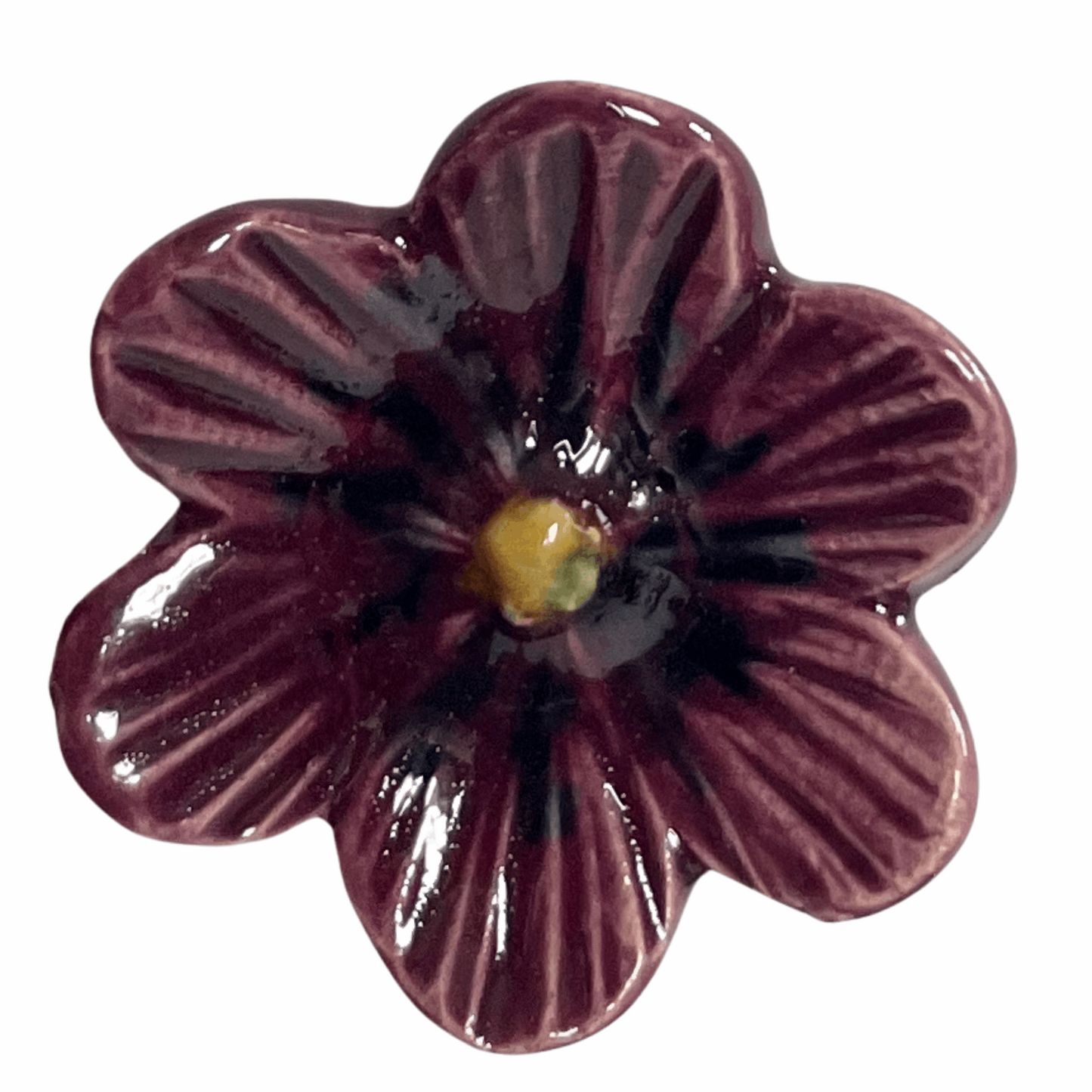 Handmade Ceramic African Violet Flower - Purple