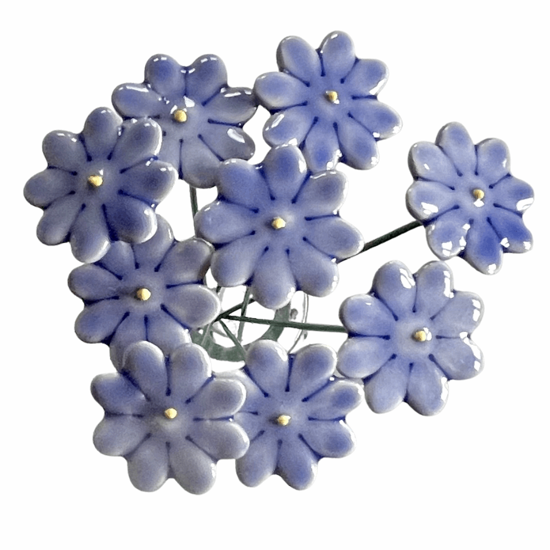 Handmade Ceramic Daisy Flower - Light Blue