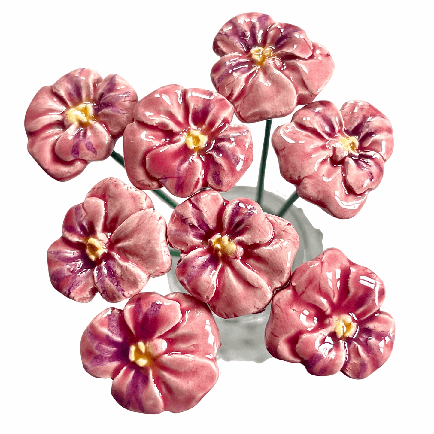 Handmade Ceramic Pansy Flower - Pink