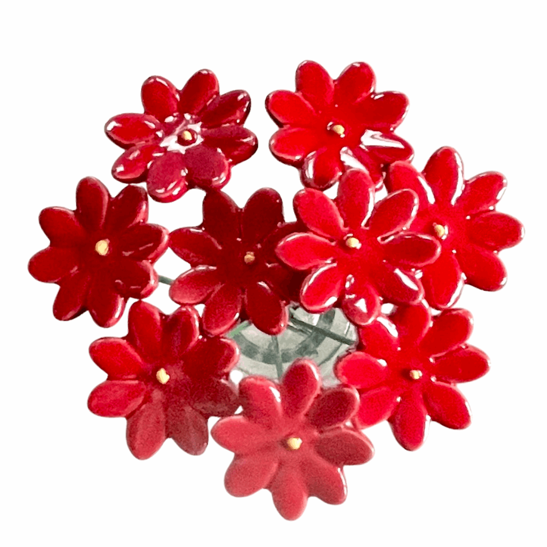 Handmade Ceramic Daisy Flower - Red