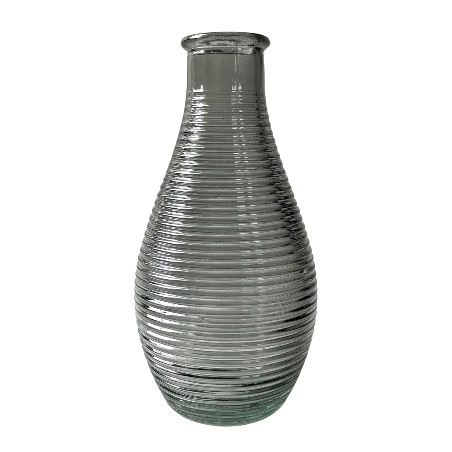 Smoked Glass Bottle Bud Vase - Rib