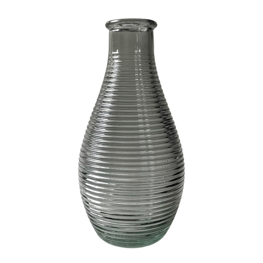 Smoked Glass Bottle Bud Vase - Rib