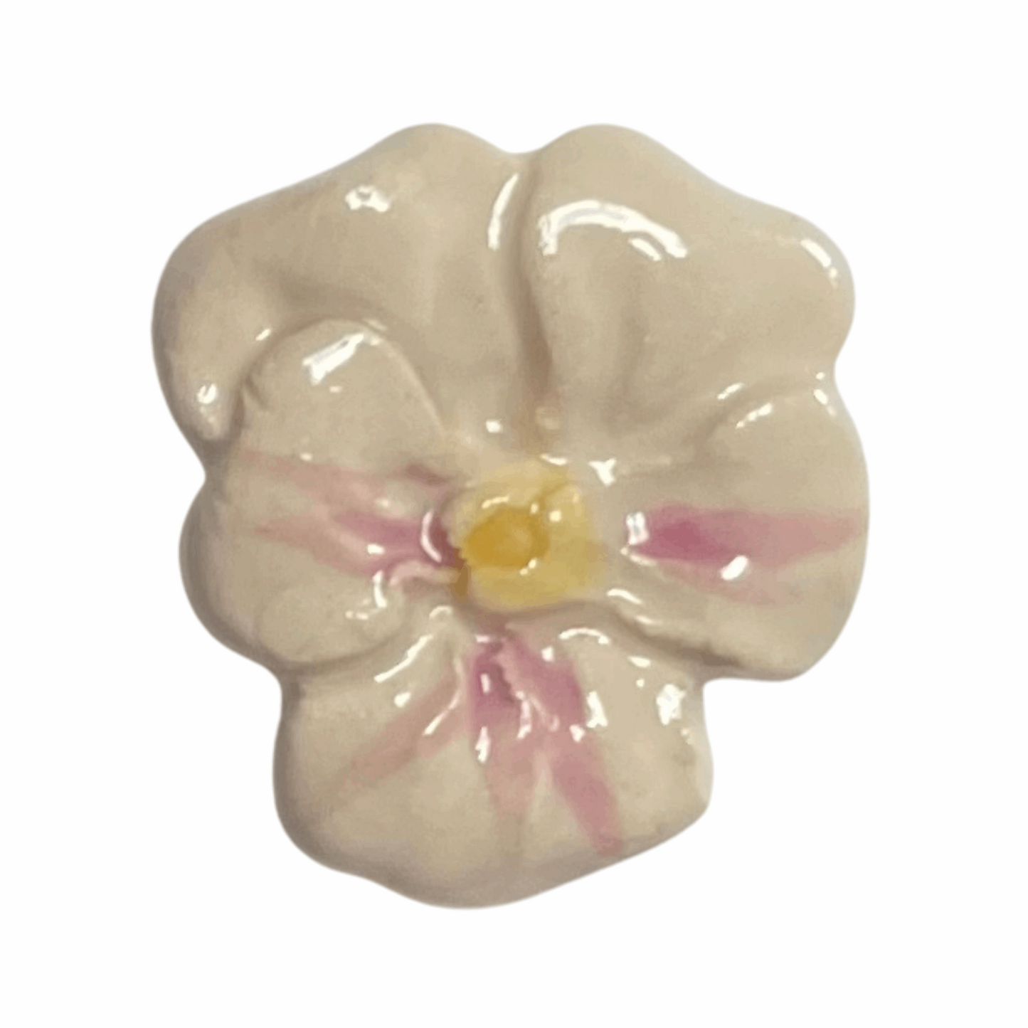 Handmade Ceramic Pansy Flower - Cream