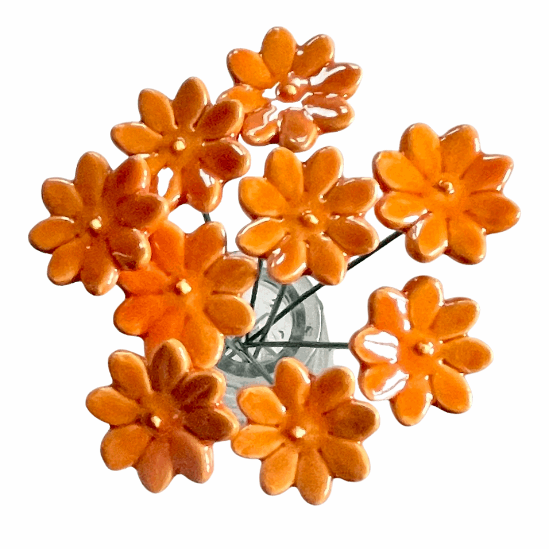 Handmade Ceramic Daisy Flower - Orange