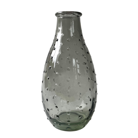 Smoked Glass Bottle Bud Vase - Spots