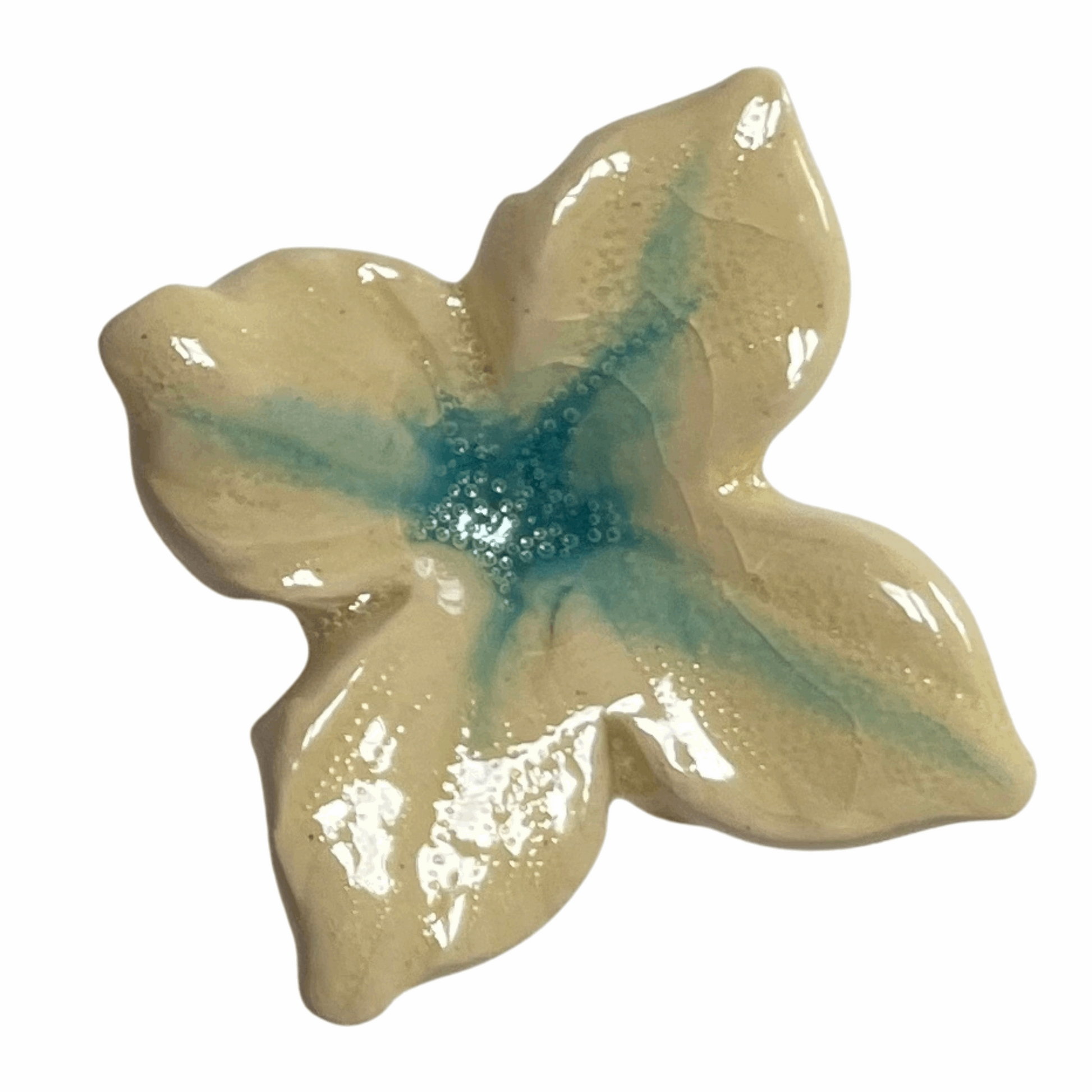 Handmade Ceramic Mini Hydrangea Flower - Teal Blue