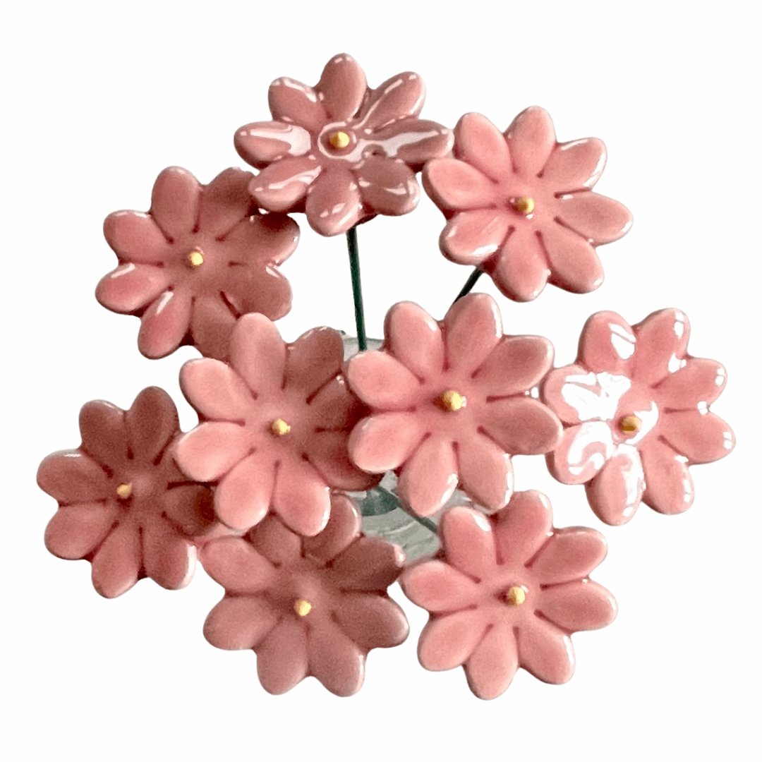 Handmade Ceramic Daisy Flower - Pink