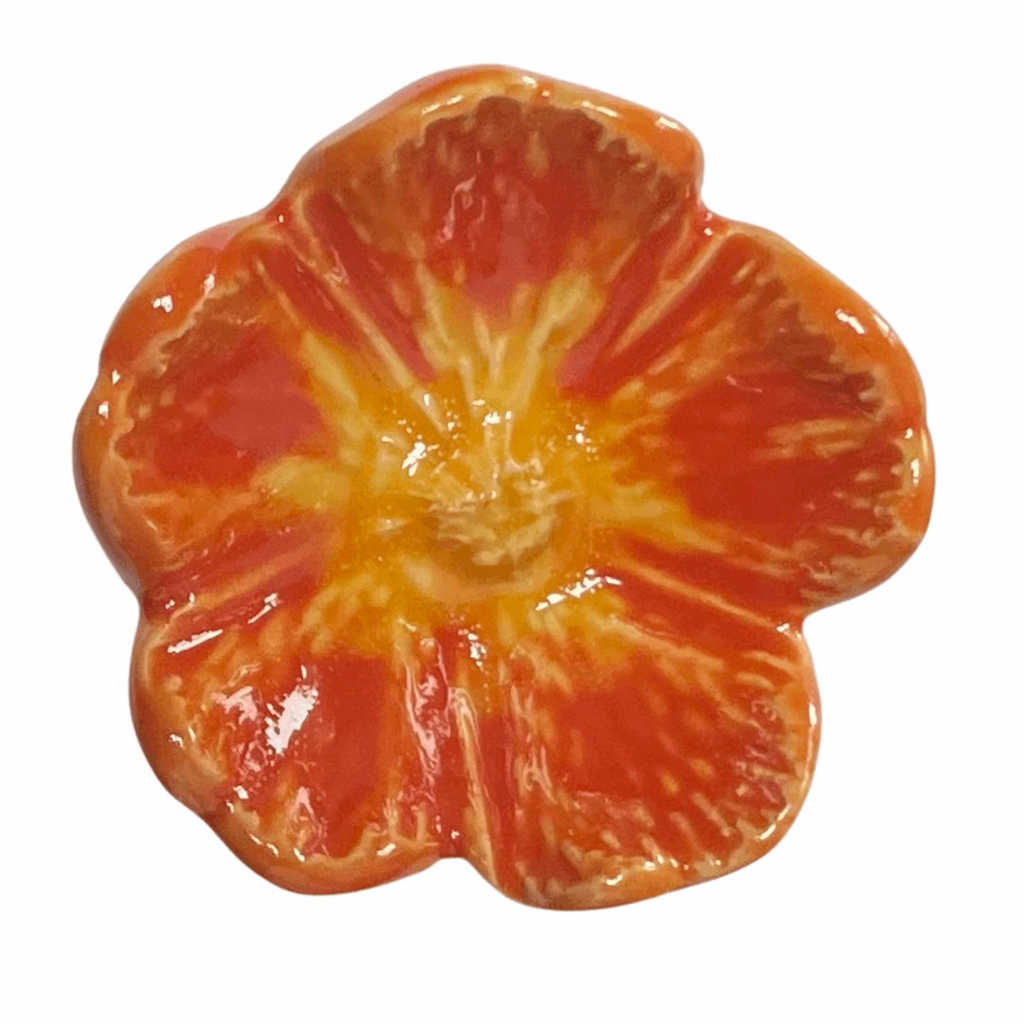 Handmade Ceramic Wild Rose Flower - Orange