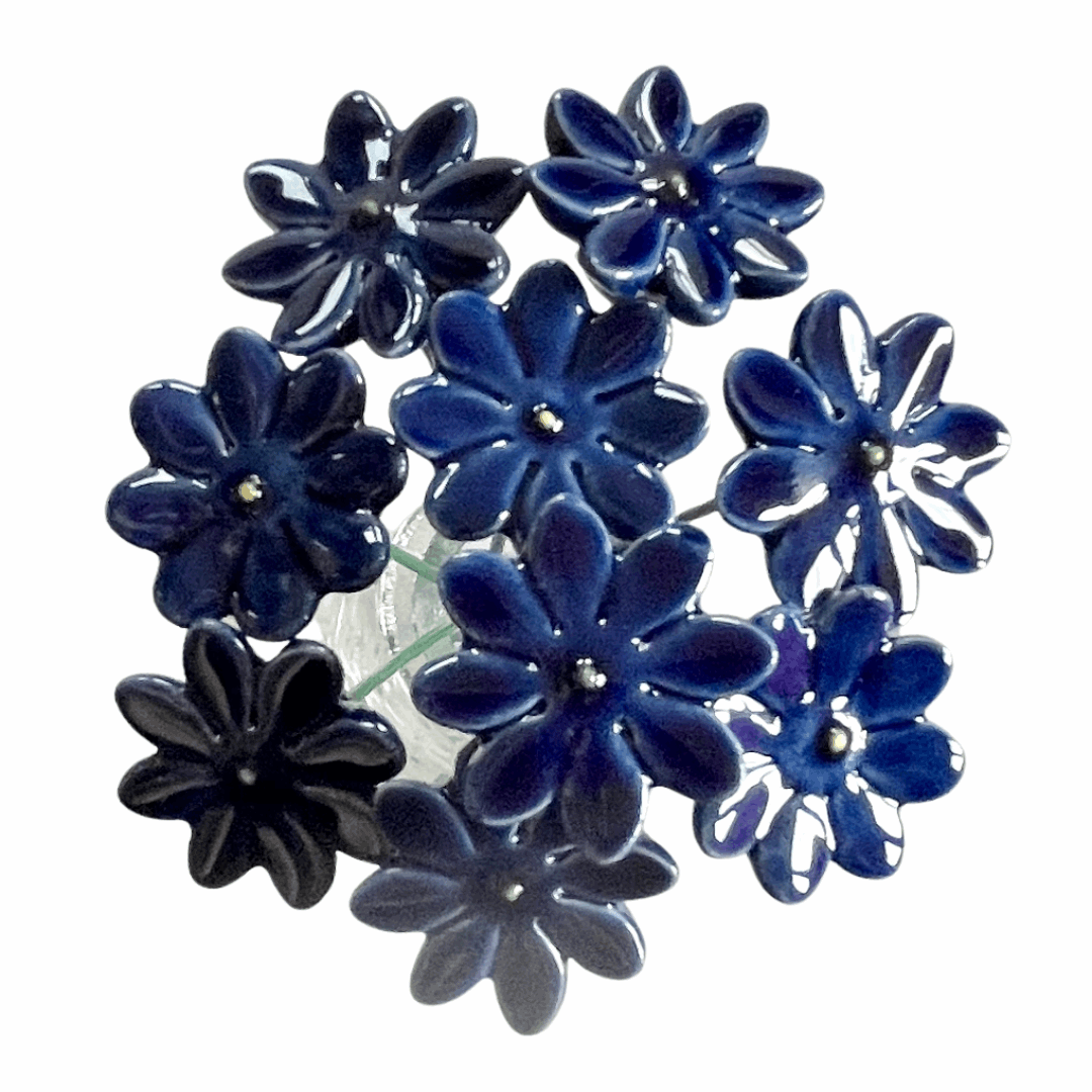 Handmade Ceramic Daisy Flower - Dark Blue