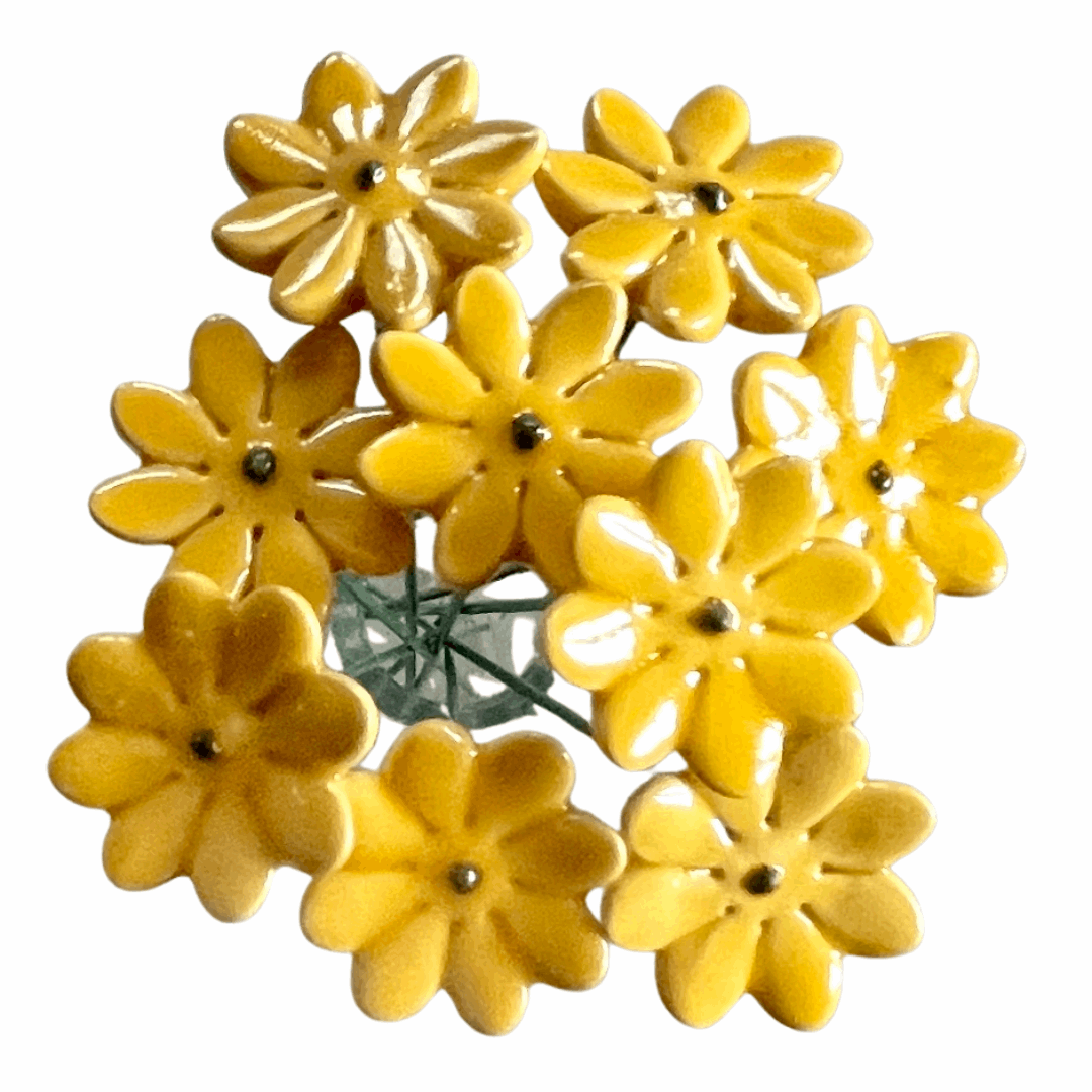 Handmade Ceramic Daisy Flower - Yellow