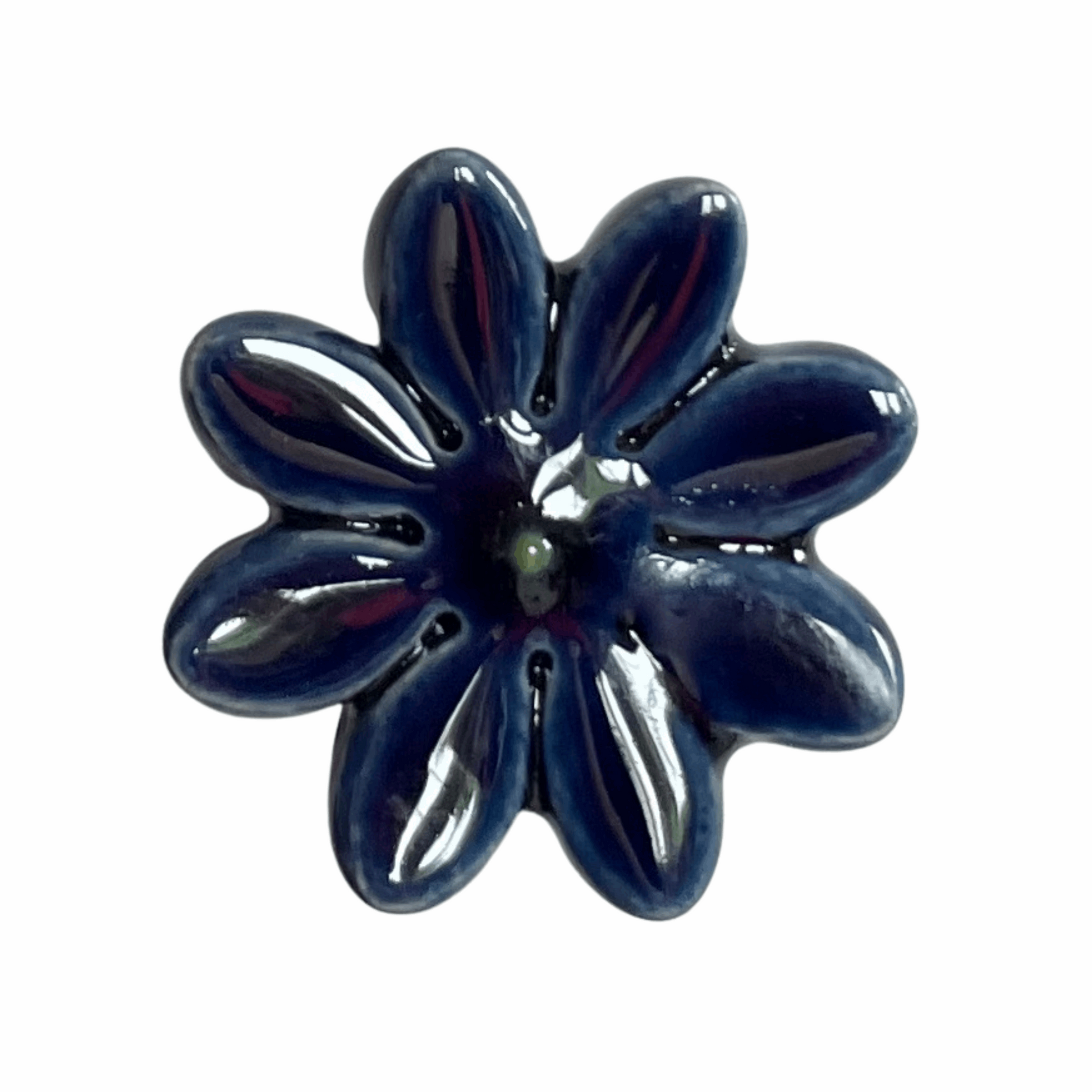 Handmade Ceramic Daisy Flower - Dark Blue