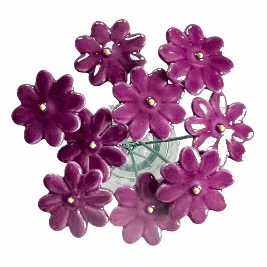 Handmade Ceramic Daisy Flower - Purple