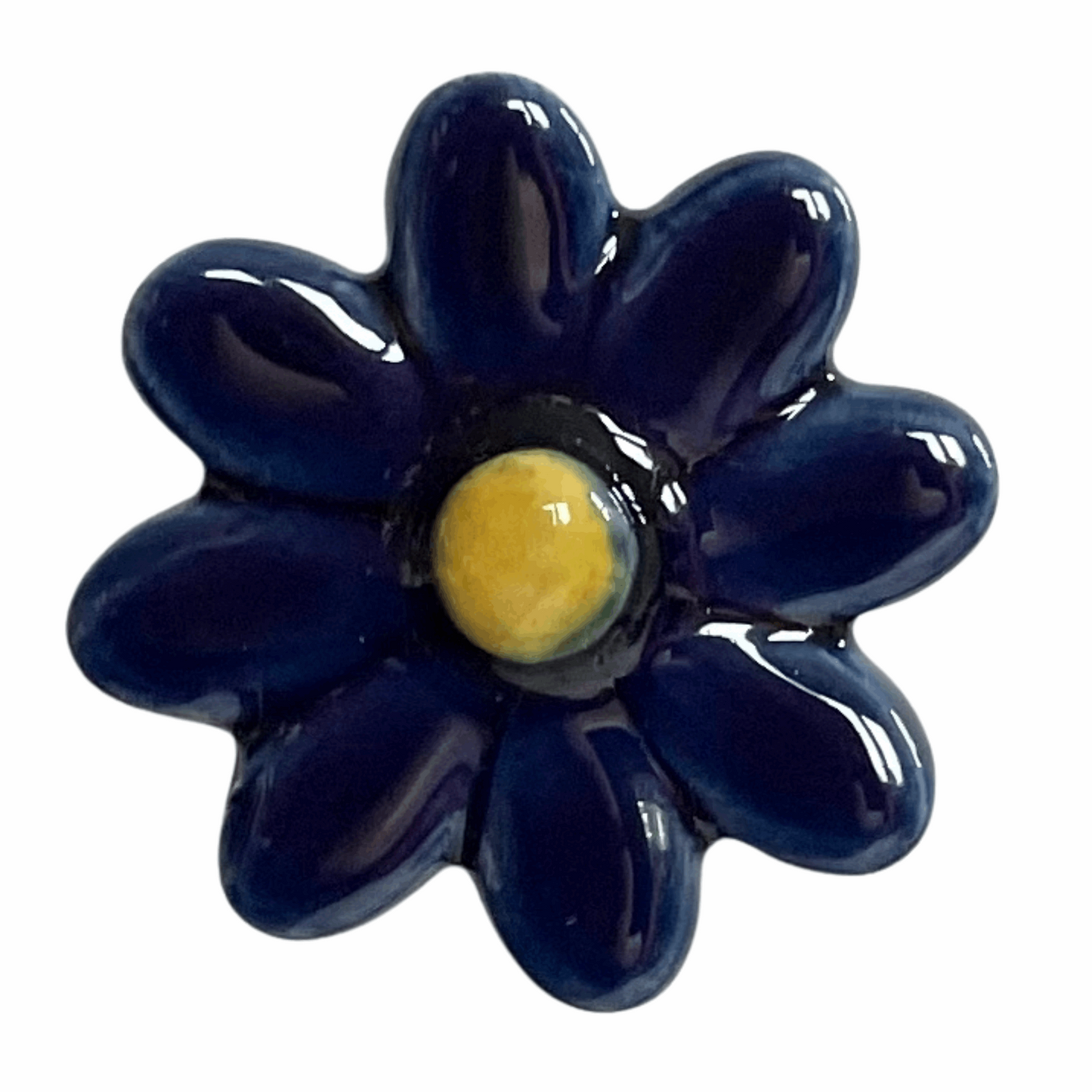 Handmade Ceramic Daisy Flower - Dark Blue