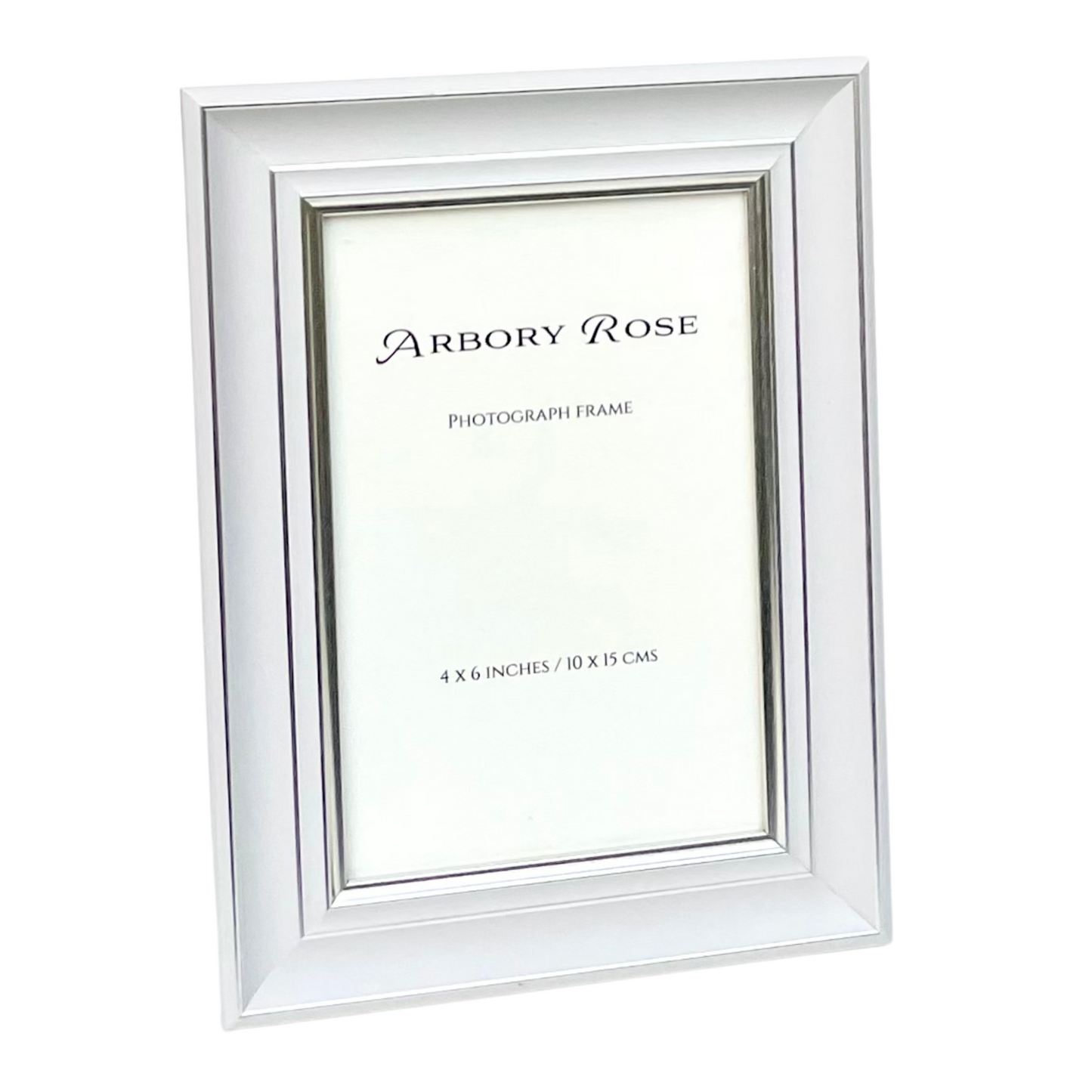 White Photo Frame Trimmed in Silver - Arbory Rose