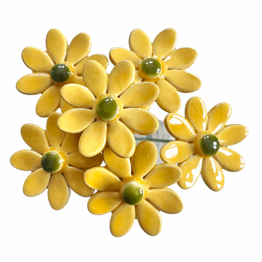 Handmade Ceramic Daisy Flower - Yellow