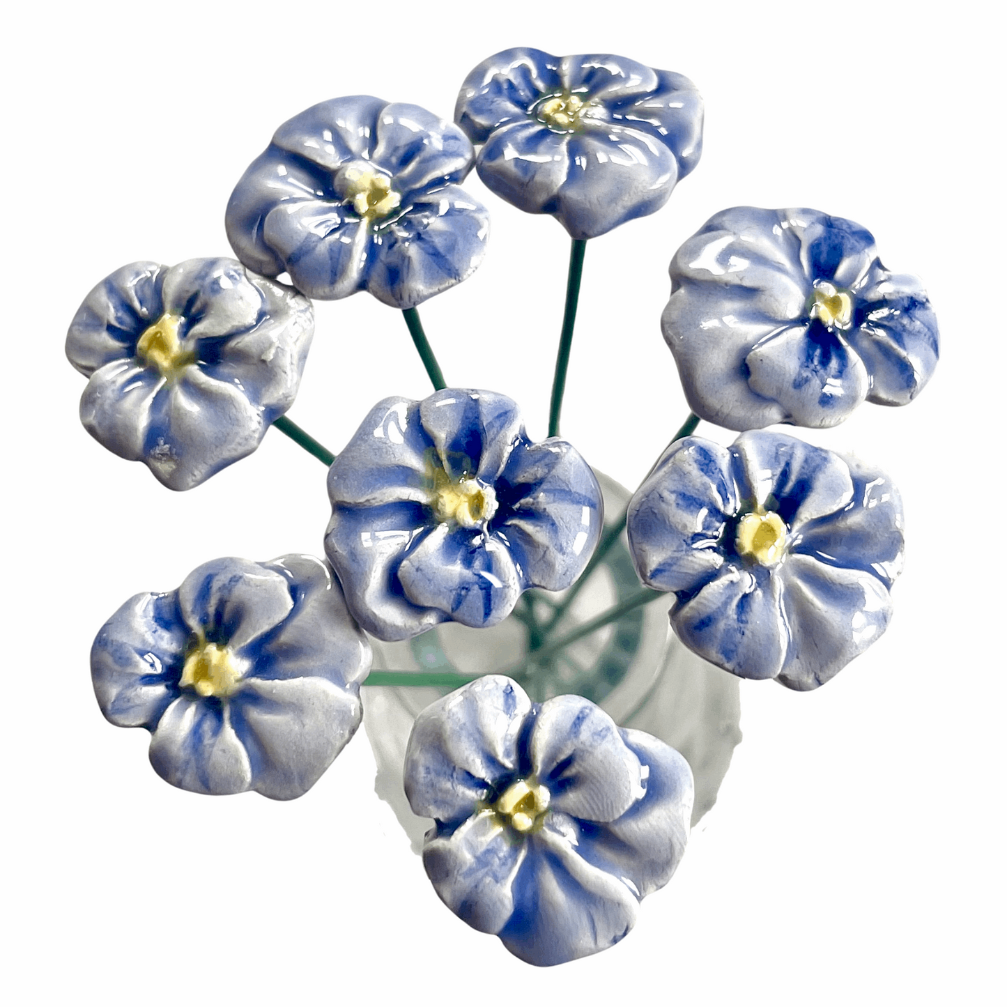 Handmade Ceramic Pansy Flower - Light Blue