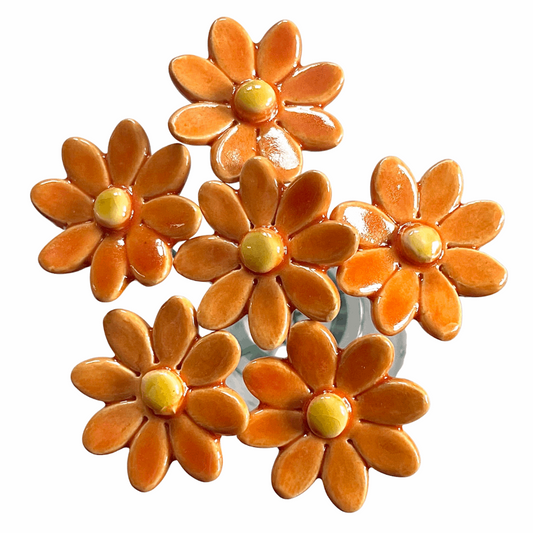 Handmade Ceramic Daisy Flower - Orange