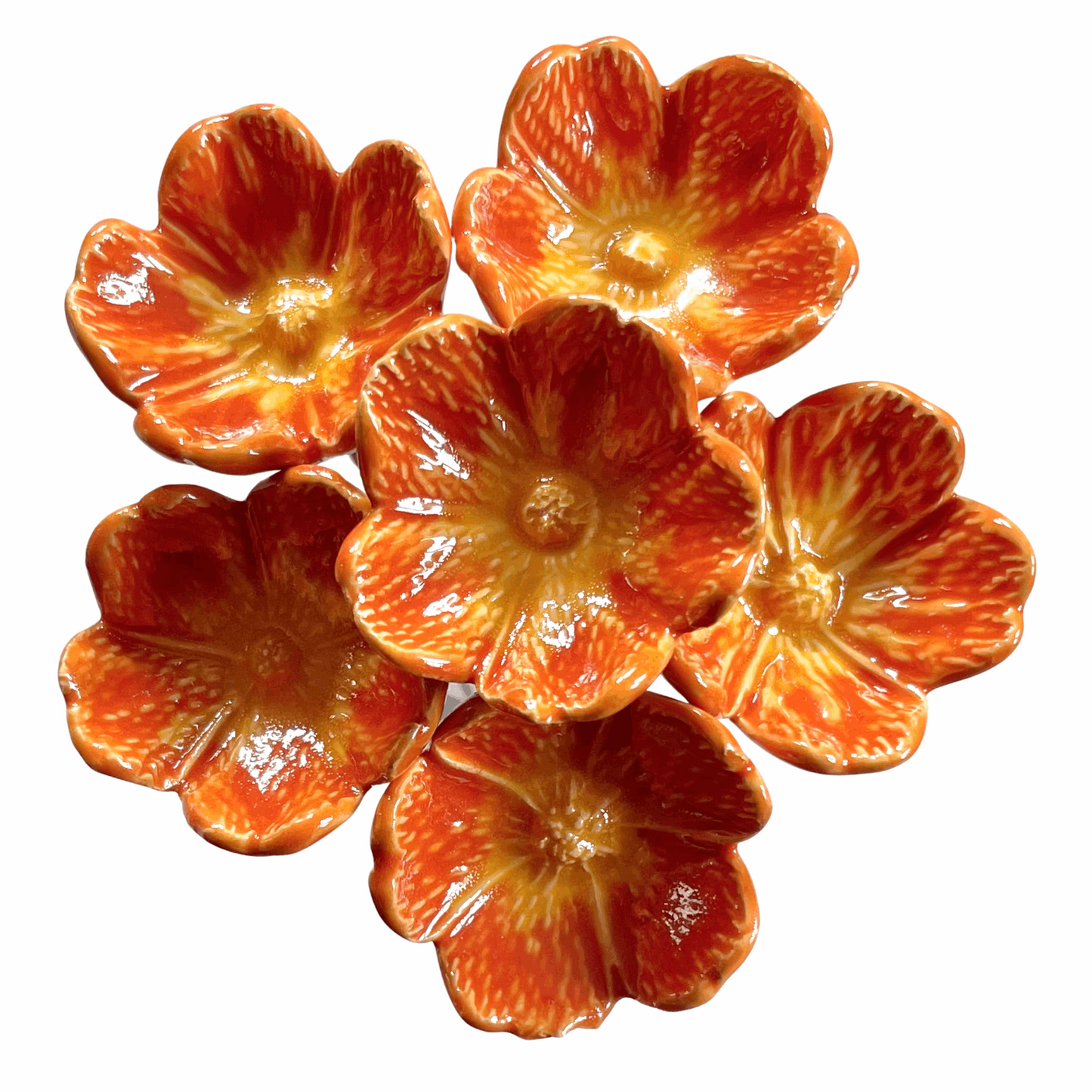 Handmade Ceramic Wild Rose Flower - Orange