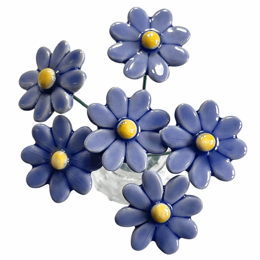 Handmade Ceramic Daisy Flower - Light Blue