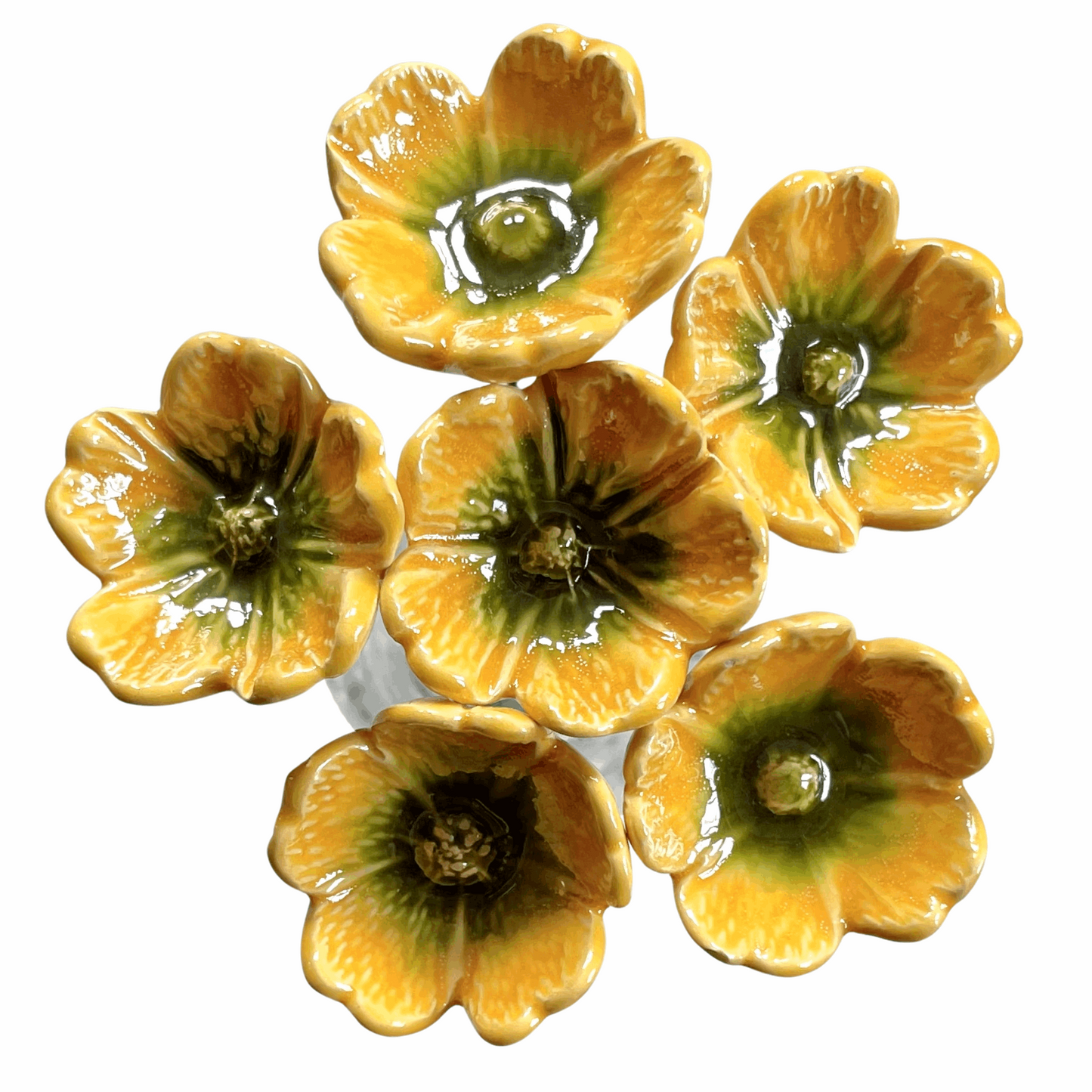 Handmade Ceramic Wild Rose Flower - Yellow