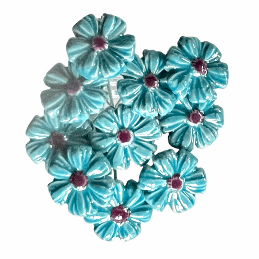 Handmade Ceramic Mini Cornflower - Teal Blue