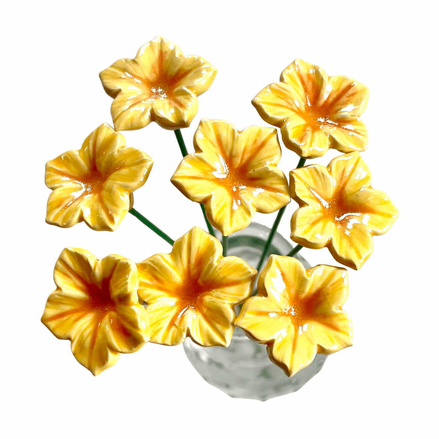 Handmade Ceramic Petunia Flower - Yellow