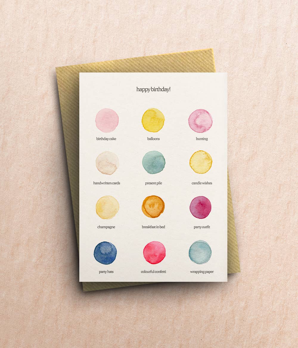 Birthday Colour Palette Card - Arbory Rose