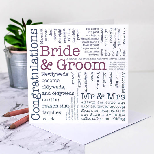 Bride & Groom Wedding Card - Arbory Rose