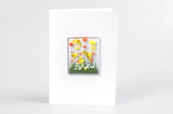 Handmade Fused Glass Greeting Card - daffodil Card - Arbory Rose