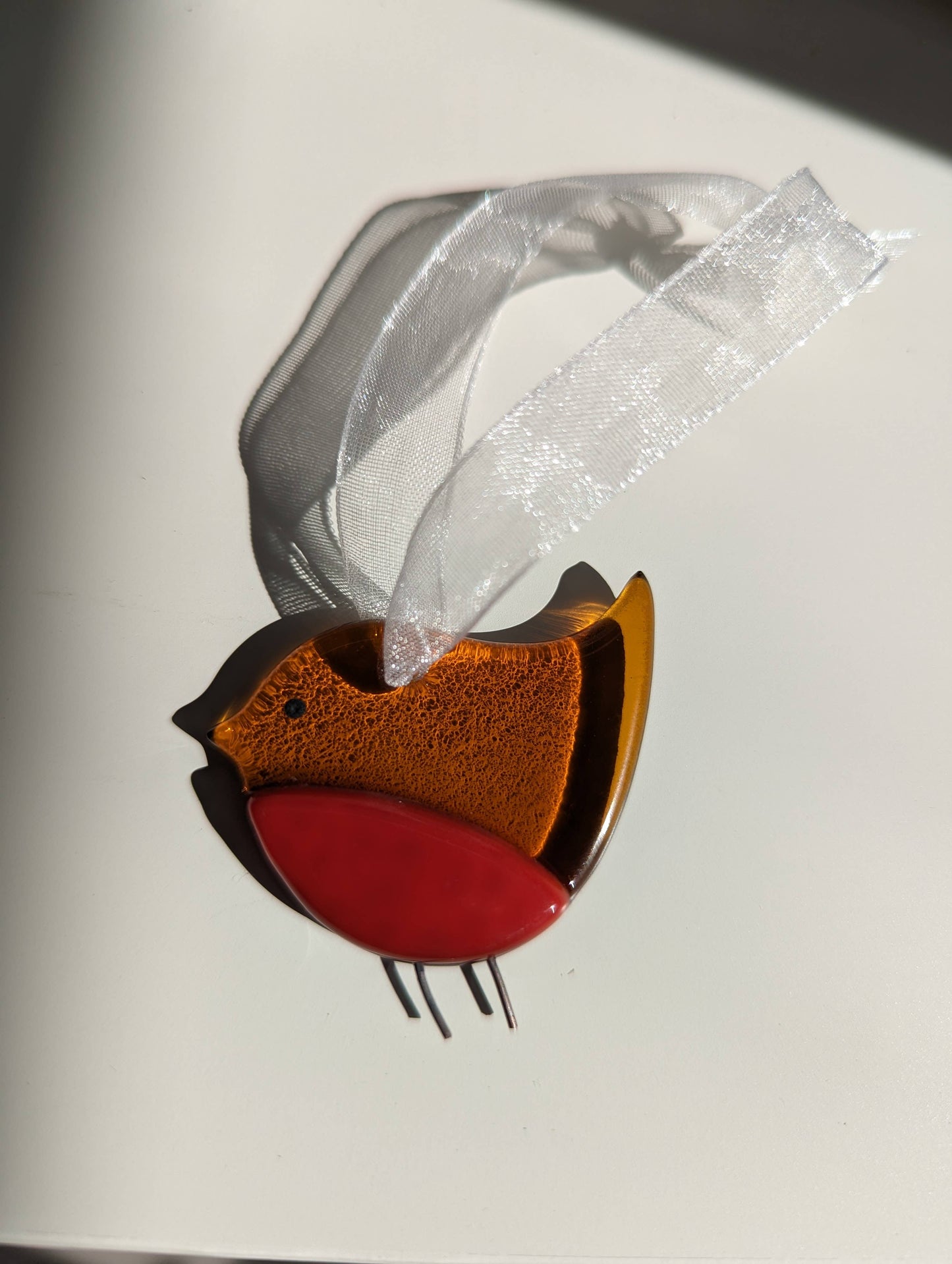 Handmade Fused Glass Robin Decorations - 2 Sizes Available: Small - Arbory Rose