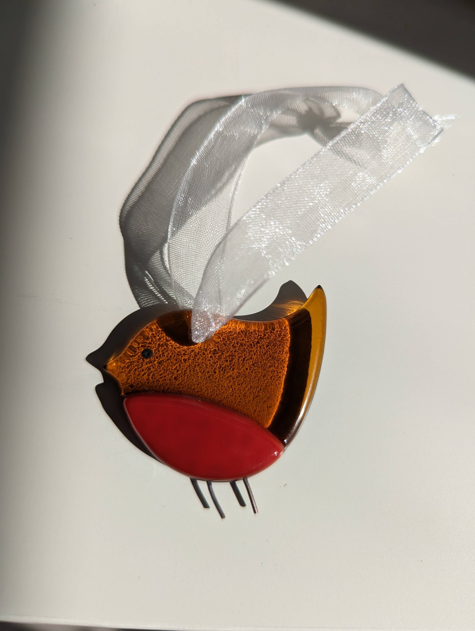 Handmade Fused Glass Robin Decorations - 2 Sizes Available: Small - Arbory Rose