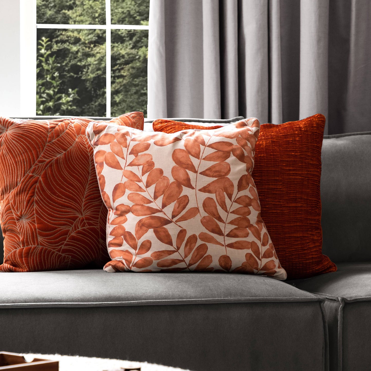 Rowan Printed Cushion Amber: Amber / Feather Filled / 50 x 50cm