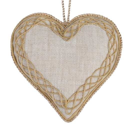 Handmade Irish Linen Celtic Lacework Heart Ornament - Arbory Rose