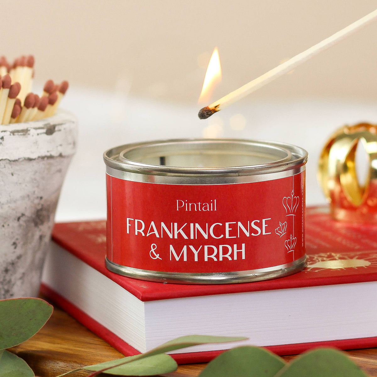 Frankincense & Myrrh Paint Pot Candle I Christmas Candle (Pack of 6) - Arbory Rose