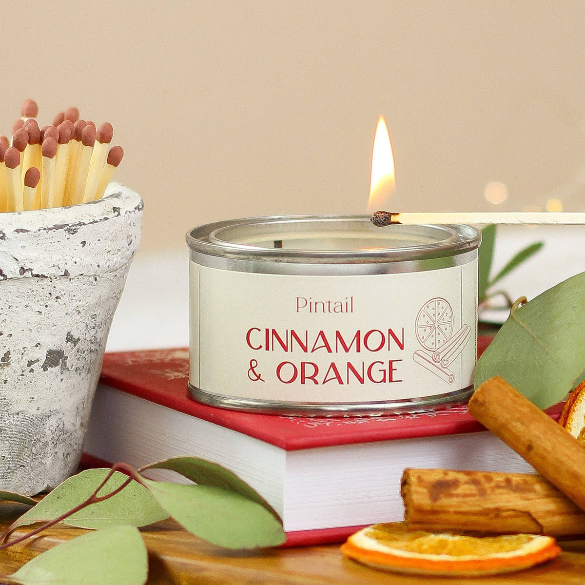 Cinnamon & Orange Paint Pot Candle I Christmas Candle(Pack of 6) - Arbory Rose