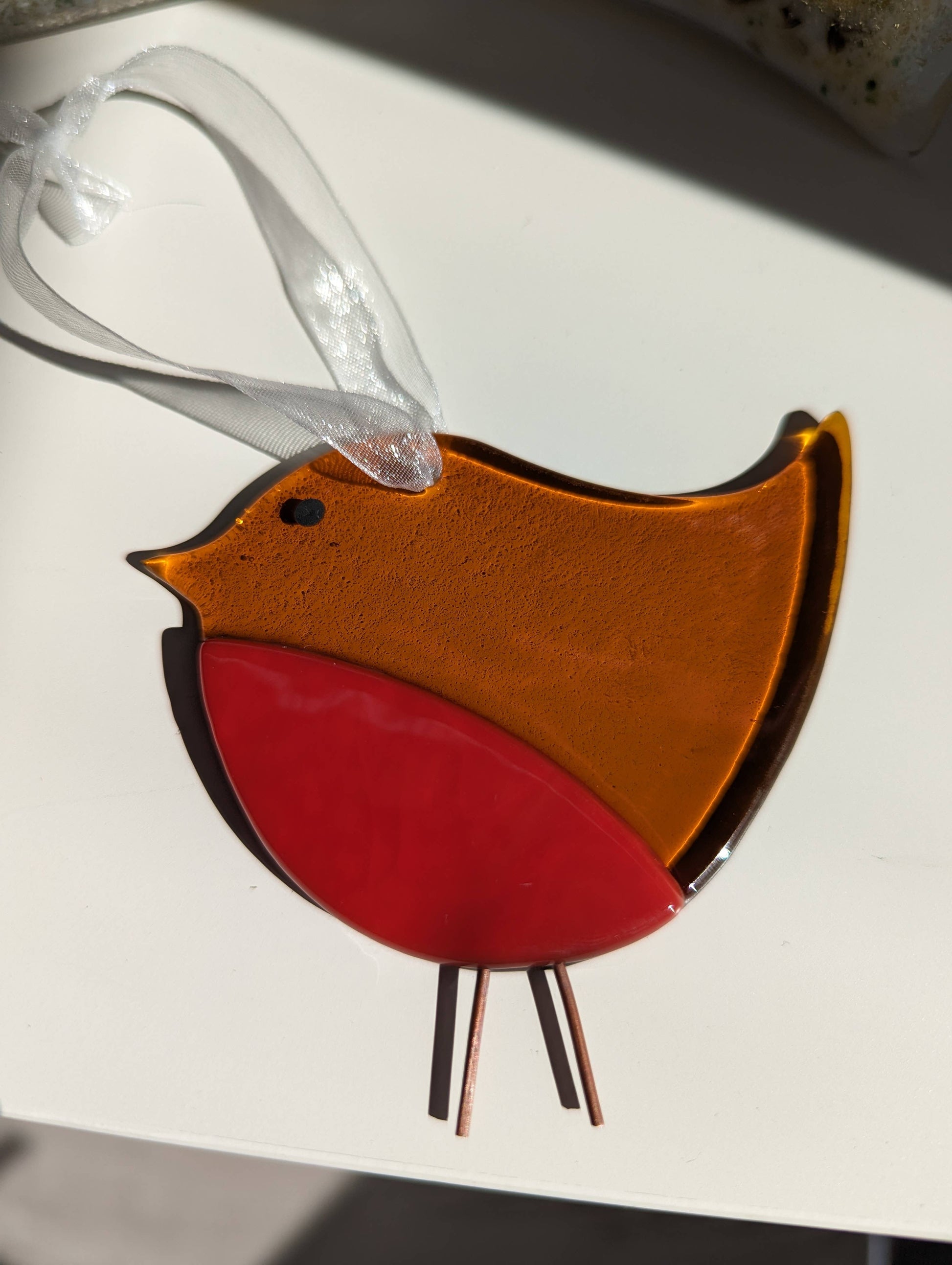 Handmade Fused Glass Robin Decorations - 2 Sizes Available: Small - Arbory Rose