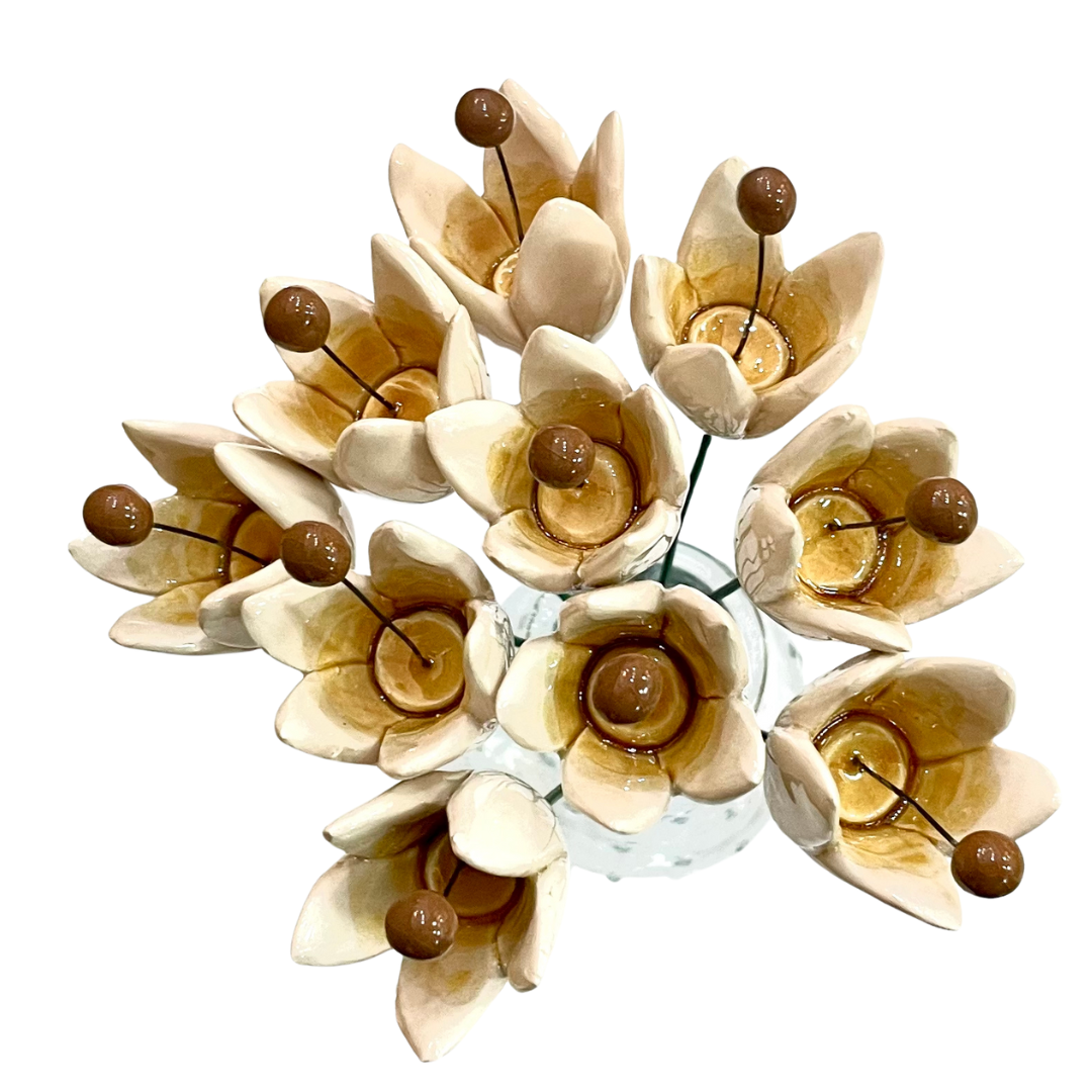 Handmade Ceramic Tulip Flower - White - Arbory Rose